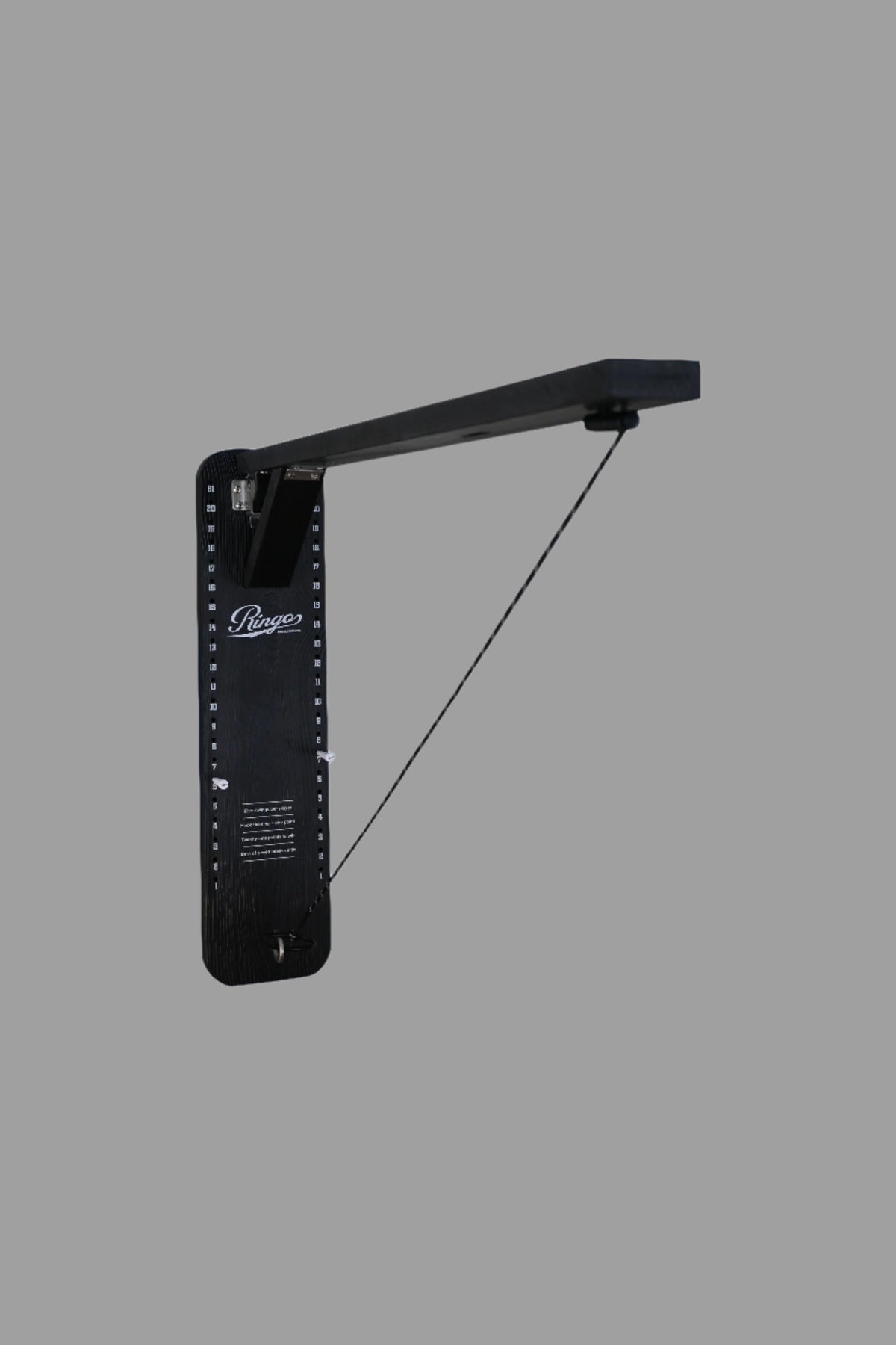 Black weatherproof hook and ring game shown with scoring pegs